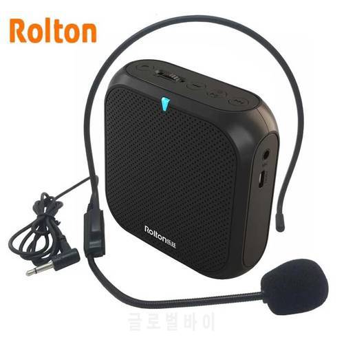 Rolton K400 Portable Voice Amplifier Megaphone Booster 4 Colors Portable Wired Mini Audio Speaker FM Radio MP3 Teacher Training