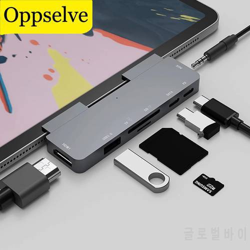 Oppselve Multi 7-in-1 USB C Hub Portable USB 3.0 SD TF Card Reader Adaptors Type C Splitter For iPad MacBook Pro 2018 2019