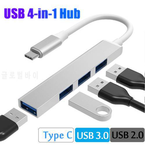 Type C HUB USB HUB Dock 3.0 4 Port Multi Splitter Adapter OTG For Lenovo HUAWEI Xiaomi Macbook Aluminum Alloy USB 3.0 Hub for PC