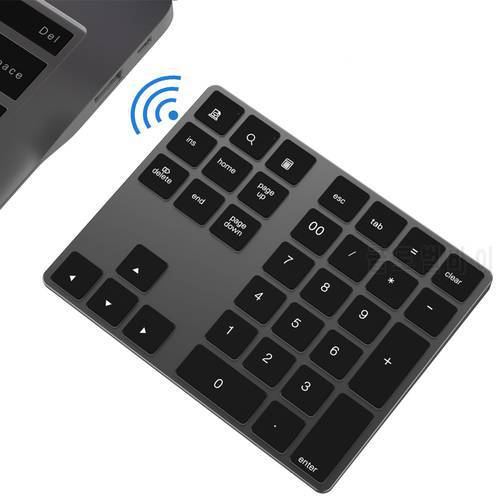 BT Wireless Mini Numeric Keypad 34 Keys Numpad Digital Keyboard Accounting For Ipad PC Tablet Laptop Number Pad Rechargeable