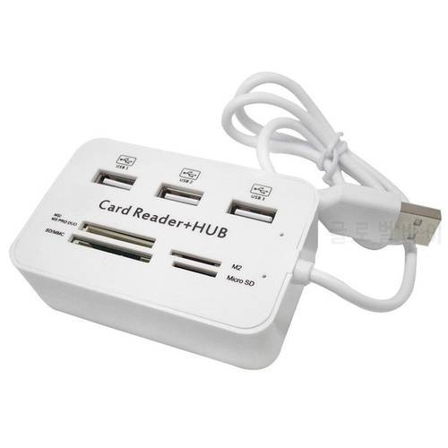 USB 2.0 all-in-one Hub 3 port USB splitter Card reader High-speed data signal transmission for MS/M2/SD/MMC/TF card