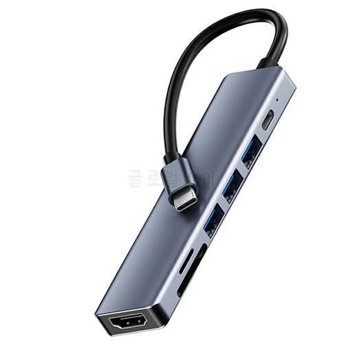 Type C To HDMI-compatible USB Seven-in-one Multi-interface HUB Hub Portable Metal Adapter Multi-compatible