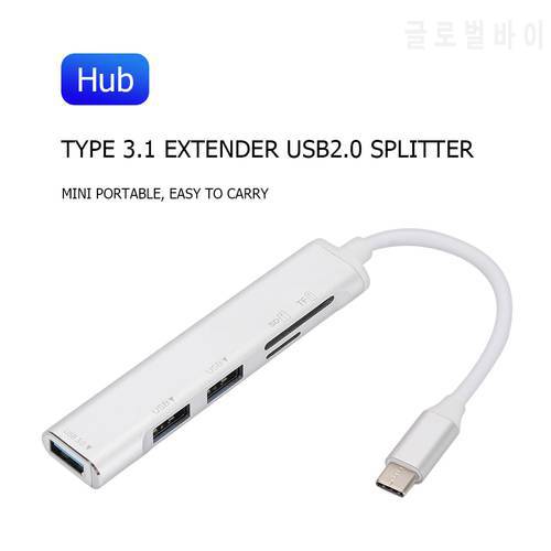 Multi HUB Splitter Aluminum Alloy Type-C / USB Docking Station Adapter USB 3.0 2.0 Type 3.1 Expansion for Working Tool