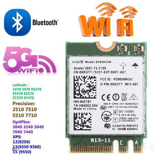 Dual Band 867M Bluetooth V4.2 M.2 Wireless Card For Intel 8260 AC DELL 8260NGW