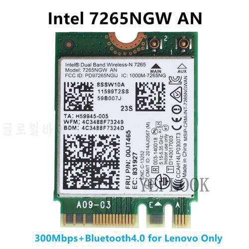 7265AN 300Mbps 2.4G/5Ghz WiFi BT4.0 NGFF M.2 Wifi Card for ThinkPad X1 Carbon T450 T450s T550 X250 L450 W550S 00JT465/04X6031