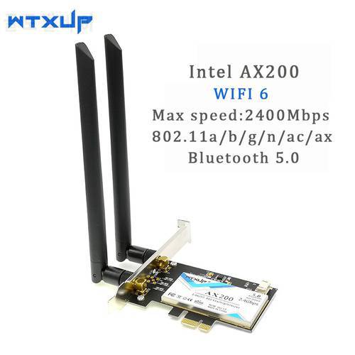 AX200 802.11ac/ax 2400Mbps Desktop PCI-E pcie 1X 16X wifi wireless network card for Intel AX200NGW wifi 6 Bluetooth 5.0 Mu-mimo