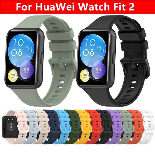 For Huawei Watch FIT 2 Strap Silicone Band smart Wrist watchband metal Buckle sport Replacement bracelet Fit2 correa Accessories