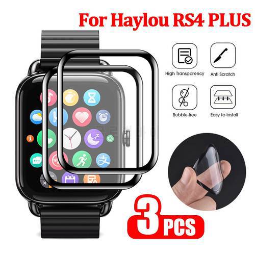 3pcs Protective Film for Haylou RS4 Plus Rs4 Screen Protector Soft Film Cover for Haylou RS4 Plus Smartwatch Accessories