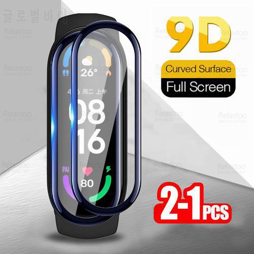 2-1Pcs 9D Curved Soft Tempered Glass For Xiaomi Band 7 Screen Protector Miband 7 Mi Band7 MiBand7 NFC Wristband Protective Film