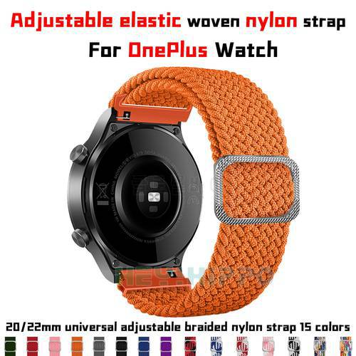 22mm stretch Weave nylon strap For OnePlus Watch Adjustable fiber braided band for one plus watch accessories