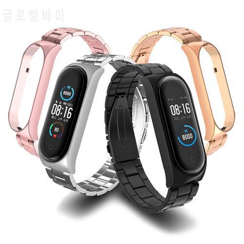 Metal Strap For Xiaomi Mi Band 5 Miband 5 Bracelet Stainless Steel Smartwatch Band For Xiao Mi Strap Wristbands Free Shipping
