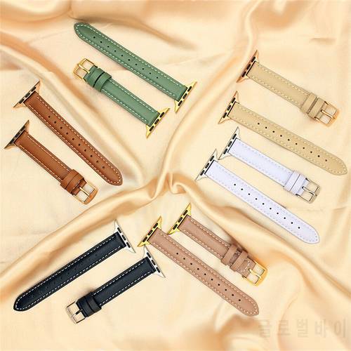 Slim Elegant Leather Strap for Apple Watch SE 7 6 5 4 3 2 Smart Watchband Replacement for iWatch Bracelet 38MM 40MM 42MM 44MM