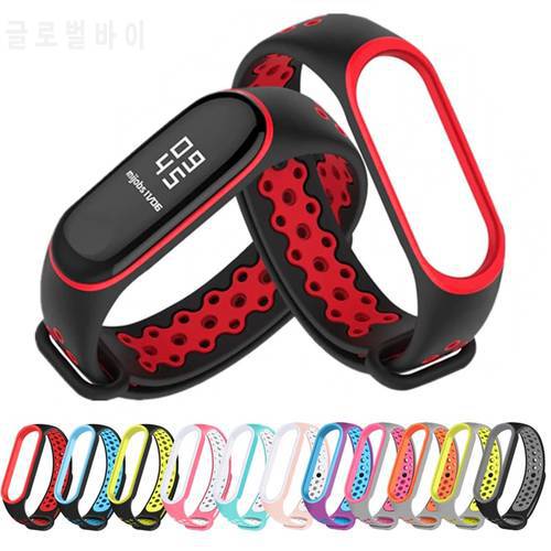 Silicone Strap for Xiaomi Mi Band 7 6 Two-color Strap Porous Anti-sweat Sport Breathable Strap Buckle for miBand 3 4 5 6 7 Strap