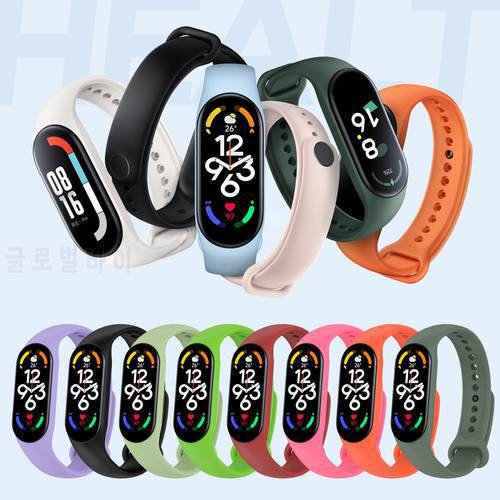 For Mi Band 7 Strap For Xiaomi Mi Band 7 Wrist Strap Correa 6 Watch Bracelet Replacement Soft TPU Silicone 28 Colors