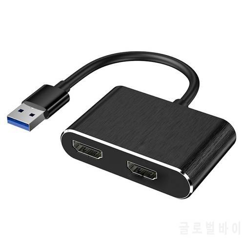 HUB USB 3.0 To Dual HDMI-compatible USB Adapter For Data Comparison Effect Monitoring Durable Portable HUB
