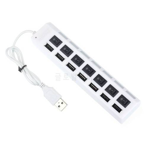 7 Ports Usb Hub Led Usb Adapter Usb Hub With Power On Off Switch Built-in Usb Cable For Pc Laptop Computer Pc Laptop With On/of