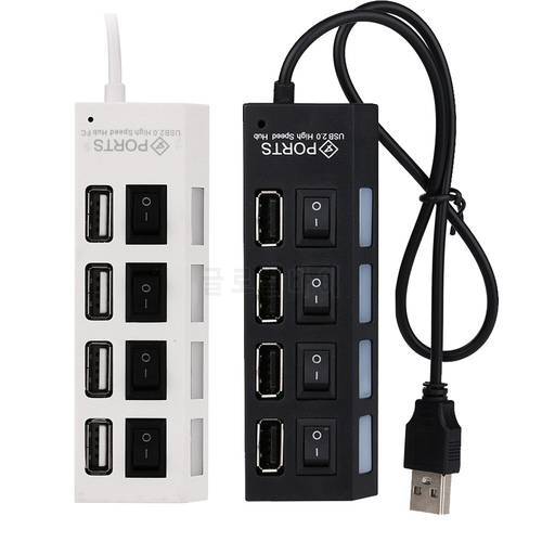 4 Ports USB 2.0 HUB Splitter Adapter Multi Expansion Cable Adapter Port Portable Switch Switcher for PC Laptop Black In Stock