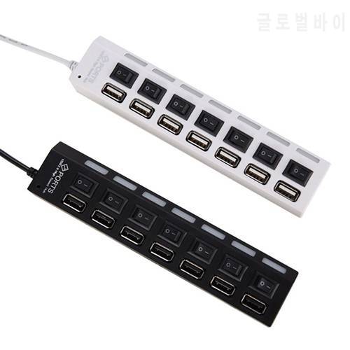 7 Ports usb hub LED USB High Speed 480 Mbps Adapter USB Hub With Power on off Switch For PC Laptop Computer PC Laptop With ON/OF