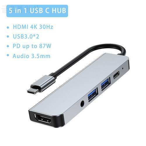 5 in 1 USB C HUB To 4k HDMI With PD Charging USB3.0 SD TF Card Reader USB Splitter For Macbook Pro Huawei Mate USB Hub 3.0