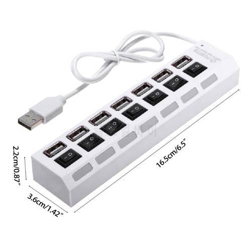 USB 2.0 Hub Multi USB Splitter 7 Port Multiple Expander 2.0 with LED Lights, Independent Sub Control Switch, for Windows