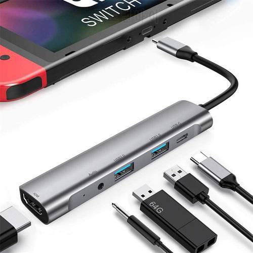 4iN1/5in1 USB C HUB Type C To HDMI*compatible Adapter Dock For Laptop Tablet Switch USB C 3.0 Splitter Port Type C HUB