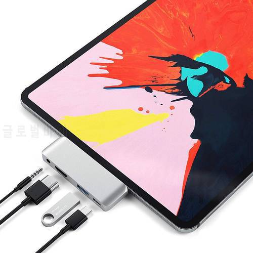 USB Type C Hub Adapter USB C 18W PD Fast Charging 4K HDMI- compatible 3.5mm Headphone Jack USB 3.0 Splitter For iPad Pro Tablet