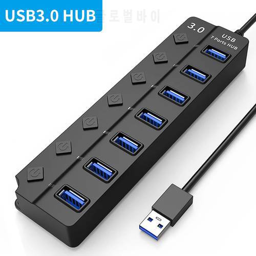 USB 2.0 Hub USB Hub 2.0 Multi USB Splitter Hub Use Power Adapter 4/7 Port Multiple Expander 2.0 USB Hub with Switch for PC