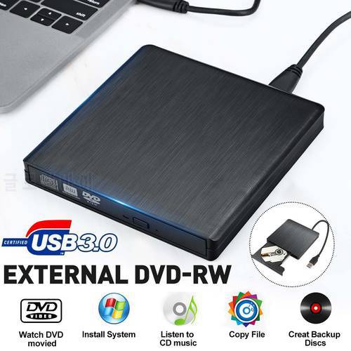 Gtwoilt External USB 3.0 Slim External DVD RW CD Writer Drive Burner Reader Player Optical Drives For PC Laptop Windows PC