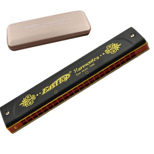 Easttop Harmonica 22 hole tremolo harp phosphor bronze reeds Key of C thickening plate harp Mouth Ogan Musical Instrument T22K