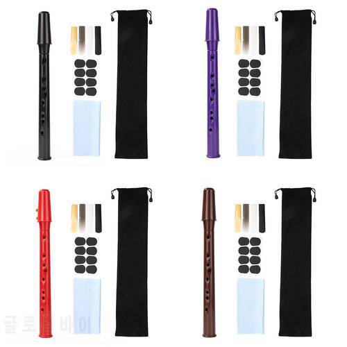 8-hole Mini Pocket Saxophone Kit for Tyro Woodwind Instrument with Alto Mouthpiece Ligature Reeds Pads Finger Charts Bag