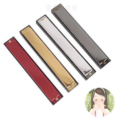 Harmonica Metal 24 Holes With 48 Tones Tremolo Harmonica C Key Octave-tuned Mouth Organ with Case For Harmonica Beginner