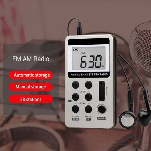 AM FM Digital Radio Mini Portable 1.5in LCD Screen Dual Band Stereo Receiver Portable Mini Radio Pocket Radios with Headphones