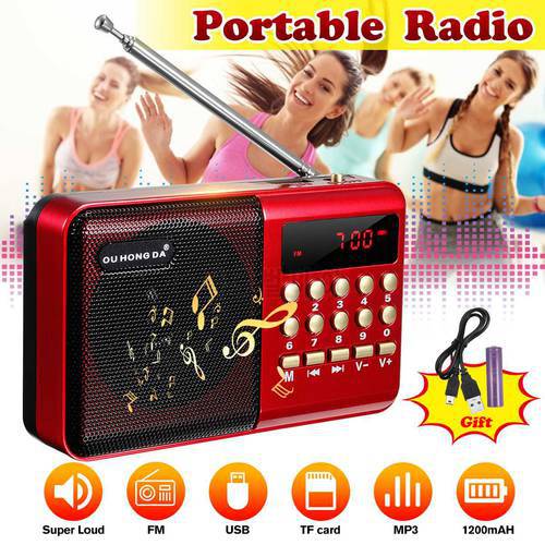 Mini Portable Radio Wireless Speakers FM Radio Music Player Digital Mini Radio Multifunctional FM Sound Recorder Card
