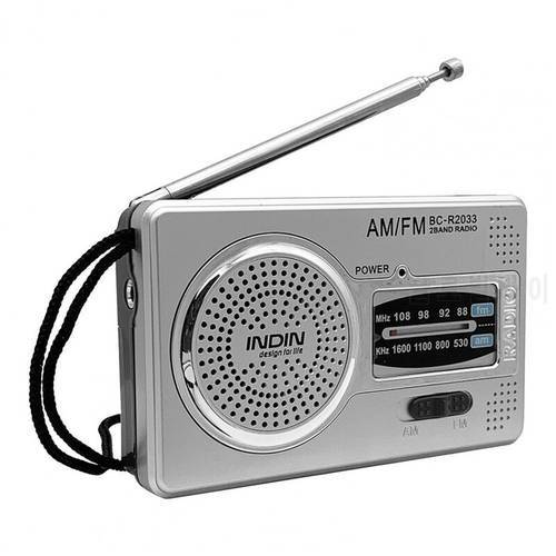 Pocket Size Low Power Consumption Built-in Speaker Full Band Mini AM FM Radio Recorder For Home Retractable Antenna R2033