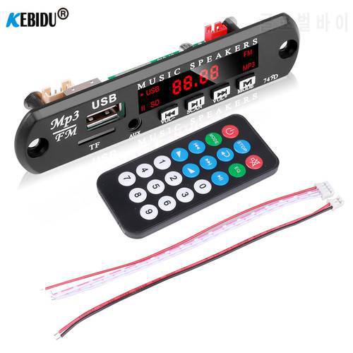 Kebidu DC 12V MP3 WMA WAV Decoder Board NO Bluetooth MP3 Audio Module FM AUX 3.5MM USB TF Radio For Car Remote Music Speaker