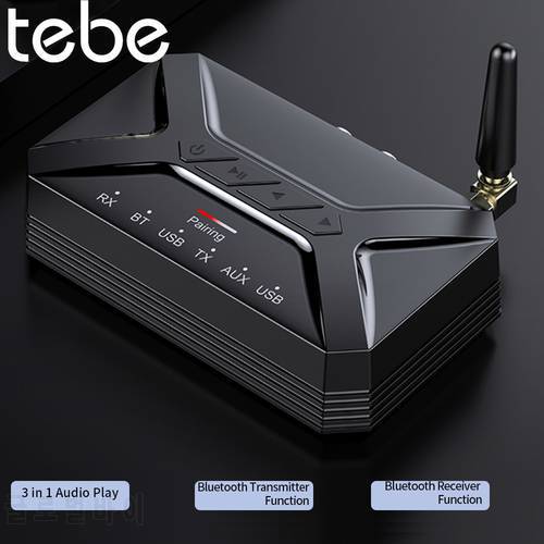 Tebe 40M Bluetooth 5.0 Audio Receiver Adapter RCA 3.5mm Aux U Disk Wireless Stereo Transmitter with Antenna Bluetooth 5.0 Audio