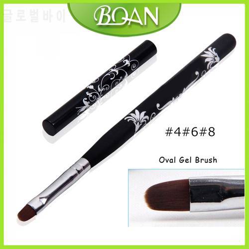 BQAN 46810 Nail Art UV Gel Polish Paint Nail Brush Black Wooden Handle Carved Flowers Manicure Nail Tools