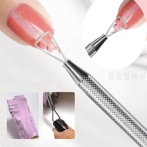13.5cm Sliver Nail Polish Remover Rod Stainless Steel Nail Art Polish UV Gel Remover Triangle Stick Rod Pusher