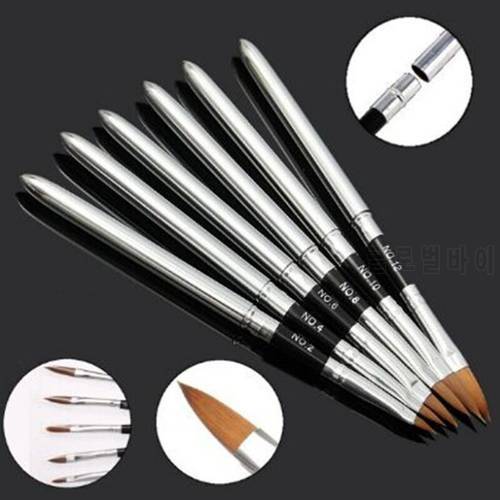 6pcs/set Nail Art Crystal Pen Brush Acrylic Gel UV Polish Steel Metal Copper Detachable Painting Drawing Manicure Tools