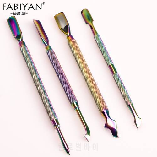 Chameleon Rainbow Dual-ended Stainless Steel Cuticle Pusher Finger Remover Dead Skin Tips Manicure Nail Art Care Tools Pedicure