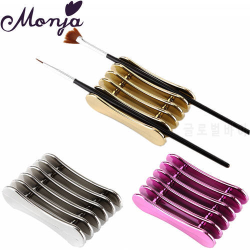 Monja 5 Grids Nail Art Brushes Tool Storage Holder Manicure Painting Pen Holding Showing Support Stand Display Shelves