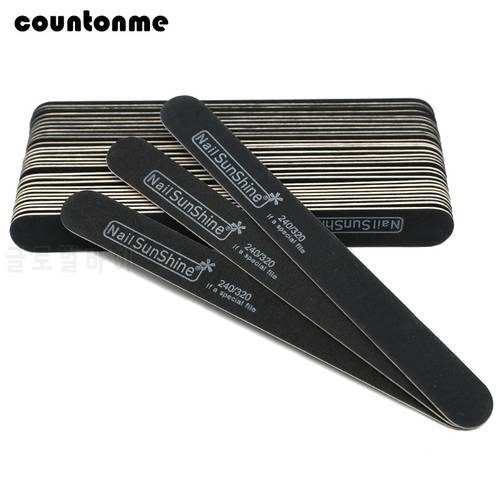 10pcs Wooden Nail File 240/320 Black Strong Thick Professional Nail Buffer Sandpaper Buffing Sanding Files Straight lime a ongle