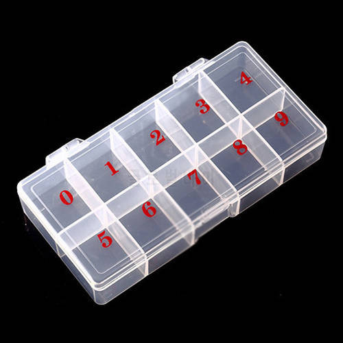 Shellhard High Quality Nail Storage Case Clear Plastic 10 Slots Empty Nail Art Tips Rhinestone Beads Storage Box