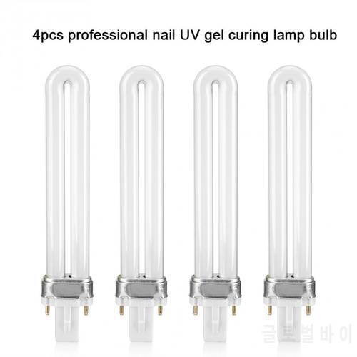 4Pcs/Set Professional 9W Nail UV Gel Lamp Light LED Tube Replacement Lamp Nail Polish Gel Dryer Curing ManicureTool White Light