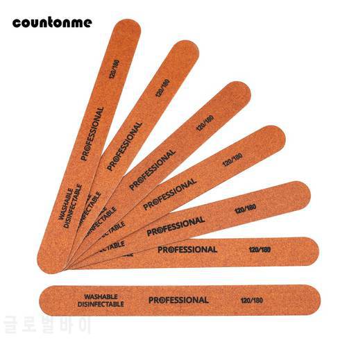 10pcs Professional Wooden Nail Files Grit 120/180 Brown Sandpaper Double-sided Washable Emery Board Sanding Nail Files