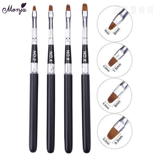 Monja No.2/4/6/8 Nail Art Detachable Acrylic Painting Brush Liquid Powder UV Gel Extension Builder Drawing Pen Manicure Tool