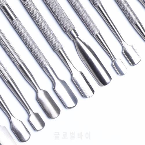 14 Type Nail Art Stainless Cuticle Pusher Cleaning Stirring Polish Powder Spatulas Tone Rods Manicure Remover Makeup Tools LAA17