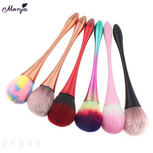 Monja 6 Styles Nail Art Aluminum Handle Soft Acrylic UV Gel Cleaning Brush Powder Dust Sequins Remove Cleaner Pen Manicure Tool