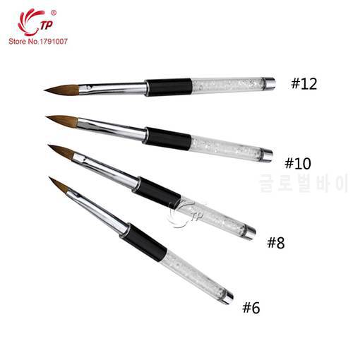 TP Nail Art Crystal Brush 6 8 10 12 Extend Builder Flat Crystal Painting Drawing Carving Pen Manicure Tool UV Gel Brush Set