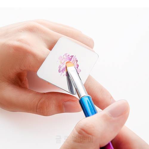 Stainless Steel Mini Palette Ring Nail Art Cosmetic Makeup Gel Mixing Paint Manicure Painting Tool